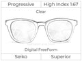 Progressive - Seiko - Superior - Digital FreeForm - High Index 1.67 - Clear