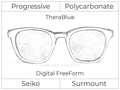 Progressive - Seiko - Surmount - Digital FreeForm - Polycarbonate - TheraBlue