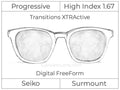 Progressive - Seiko - Surmount - Digital - High Index 1.67 - Transitions XTRActive