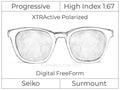 Progressive - Seiko - Surmount - Digital - High Index 1.67 - Transitions XTRActive Polarized
