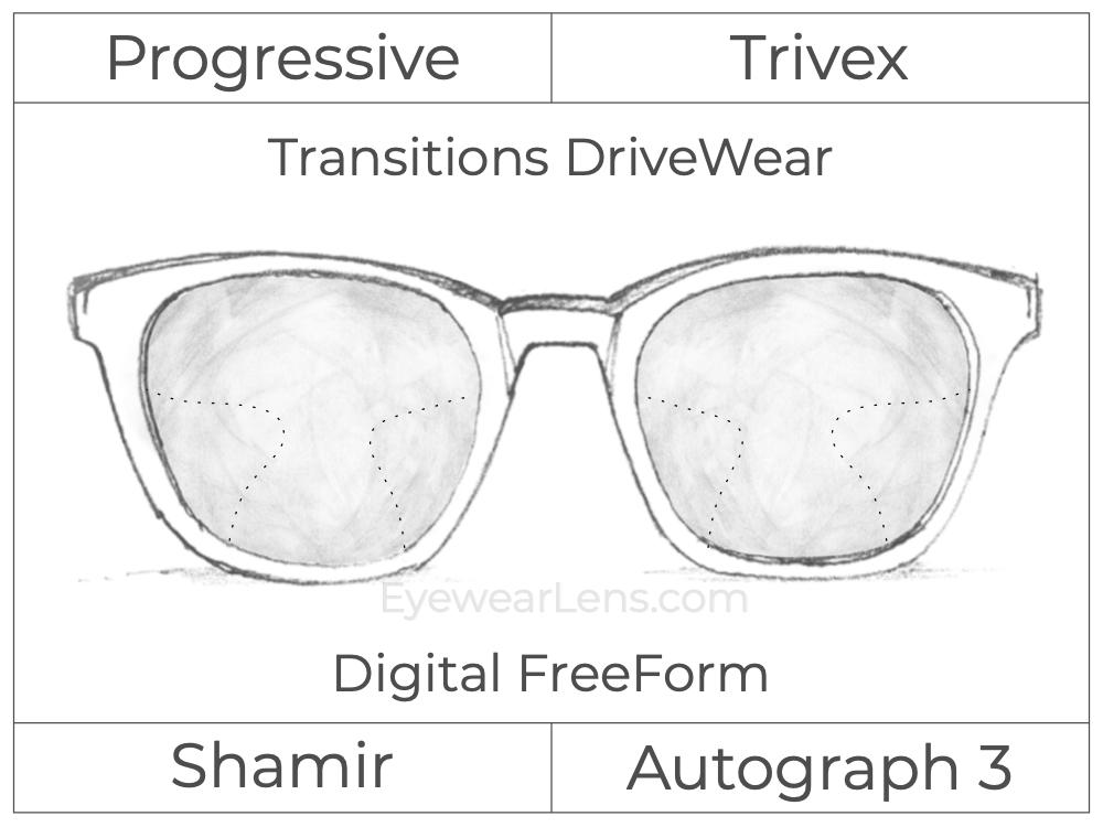 Progressive - Shamir - Autograph 3 - Digital FreeForm - Trivex - Transitions DriveWear