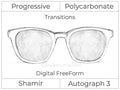 Progressive - Shamir - Autograph 3 - Digital FreeForm - Polycarbonate - Transitions Signature