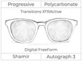 Progressive - Shamir - Autograph 3 - Digital FreeForm - Polycarbonate - Transitions XTRActive