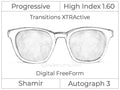Progressive - Shamir - Autograph 3 - Digital FreeForm - High Index 1.60 - Transitions XTRActive