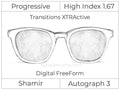 Progressive - Shamir - Autograph 3 - Digital FreeForm - High Index 1.67 - Transitions XTRActive