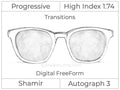 Progressive - Shamir - Autograph 3 - Digital FreeForm - High Index 1.74 - Transitions Signature
