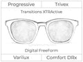 Progressive - Varilux - Comfort DRx - Digital FreeForm - Trivex - Transitions XTRActive