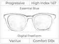 Progressive - Varilux - Comfort DRx - Digital FreeForm - High Index 1.67 - Smart Blue Filter