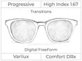 Progressive - Varilux - Comfort DRx - Digital FreeForm - High Index 1.67 - Transitions Signature