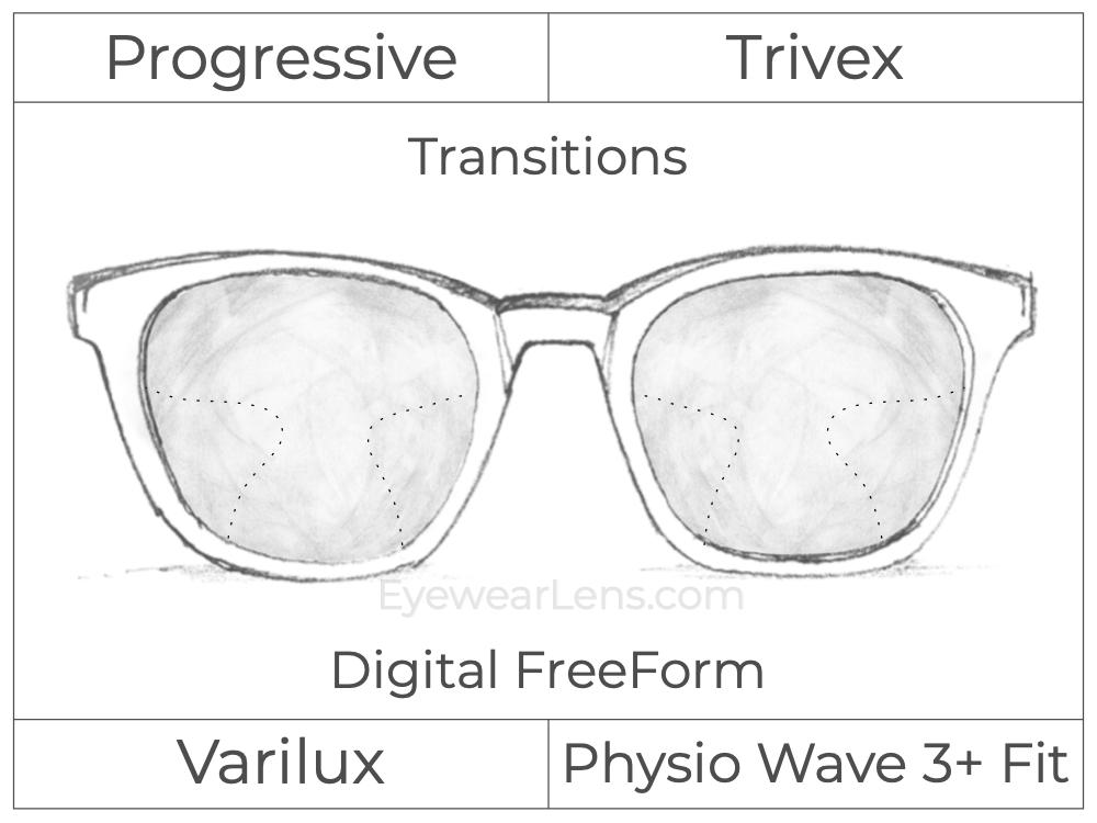 Progressive - Varilux - Physio Wave 3 Fit - Digital FreeForm - Trivex - Transitions Signature