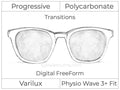 Progressive - Varilux - Physio Wave 3 Fit - Digital FreeForm - Polycarbonate - Transitions Signature