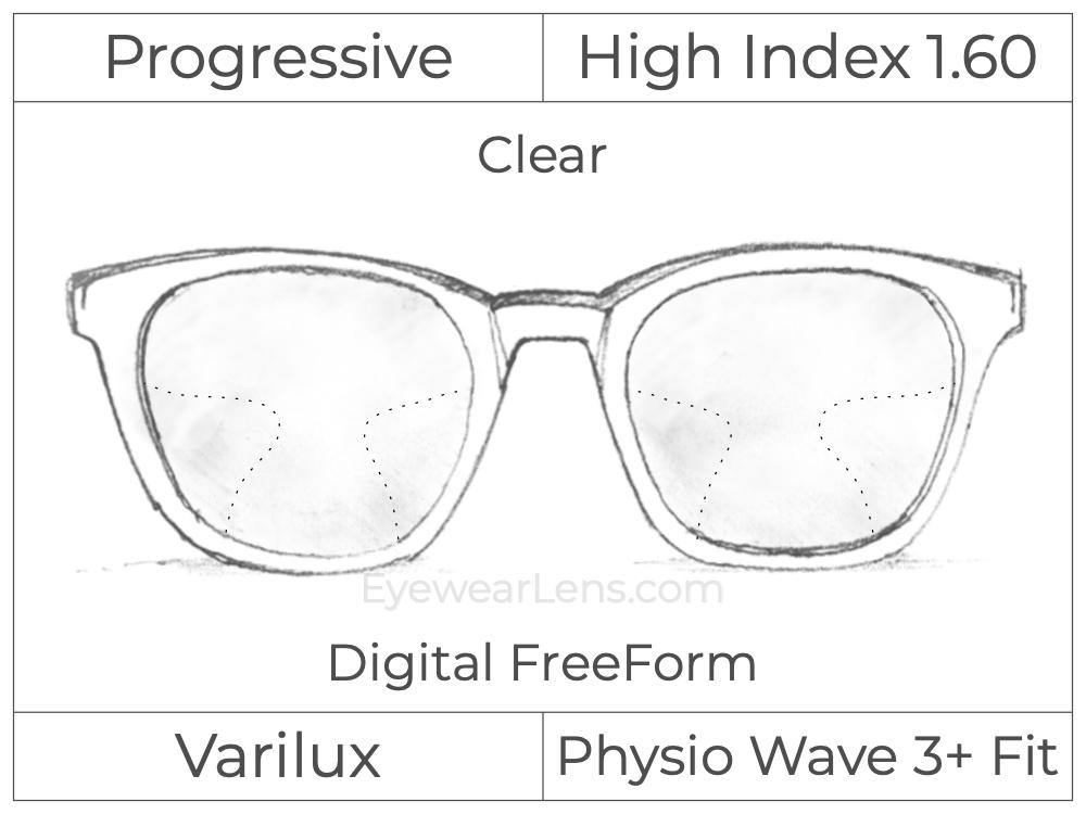 Progressive - Varilux - Physio Wave 3 Fit - Digital FreeForm - High Index 1.60 - Clear