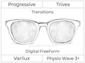 Progressive - Varilux - Physio Wave 3 - Digital FreeForm - Trivex - Transitions Signature