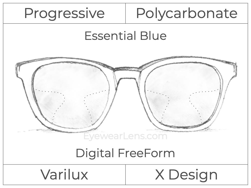 Progressive - Varilux - X Design - Digital FreeForm - Polycarbonate - Essential Blue Series