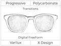 Progressive - Varilux - X Design - Digital FreeForm - Polycarbonate - Transitions Signature