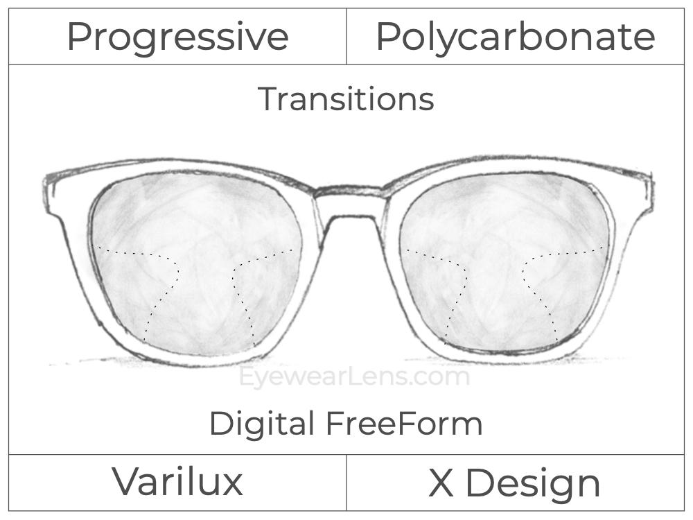Progressive - Varilux - X Design - Digital FreeForm - Polycarbonate - Transitions Signature