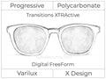 Progressive - Varilux - X Design - Digital FreeForm - Polycarbonate - Transitions XTRActive