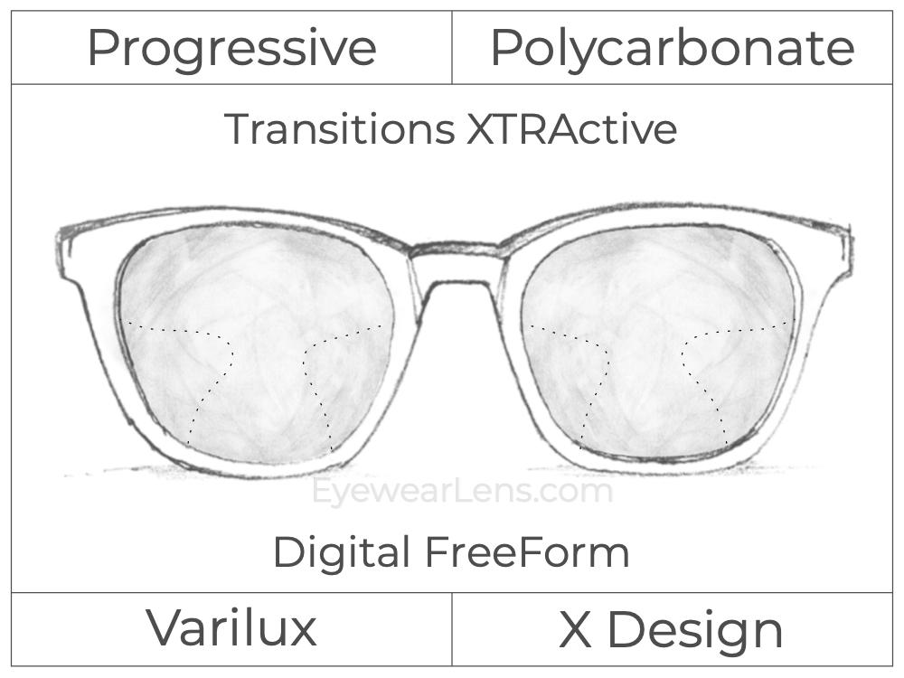 Progressive - Varilux - X Design - Digital FreeForm - Polycarbonate - Transitions XTRActive