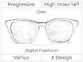 Progressive - Varilux - X Design - Digital FreeForm - High Index 1.67 - Clear