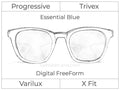 Progressive - Varilux - X Fit - Digital FreeForm - Trivex - Smart Blue Filter