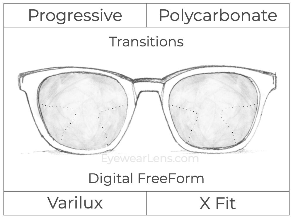 Progressive - Varilux - X Fit - Digital FreeForm - Polycarbonate - Transitions Signature