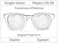 Single Vision - Plastic - Essilor Eyezen - Digital FreeForm - Transitions XTRActive - Spherical