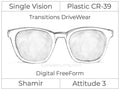 Single Vision - Plastic - Shamir Attitude 3 - Digital FreeForm - Transitions DriveWear - Aspheric