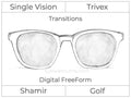 Single Vision - Trivex - Shamir Golf - Digital FreeForm - Transitions Signature - Spherical