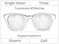 Single Vision - Trivex - Shamir Golf - Digital FreeForm - Transitions XTRActive - Spherical