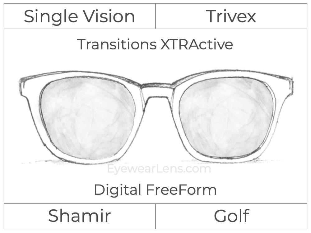Single Vision - Trivex - Shamir Golf - Digital FreeForm - Transitions XTRActive - Spherical