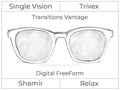 Single Vision - Trivex - Shamir Relax - Digital FreeForm - Transitions Vantage - Aspheric