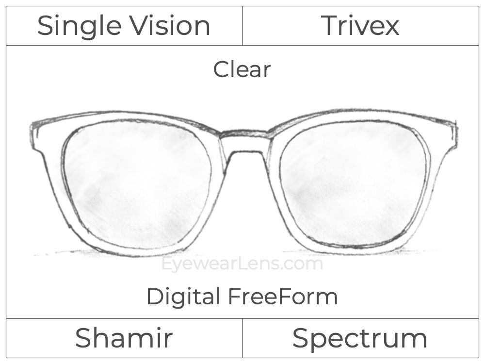 Single Vision - Trivex - Shamir Spectrum - Digital FreeForm - Clear - Aspheric