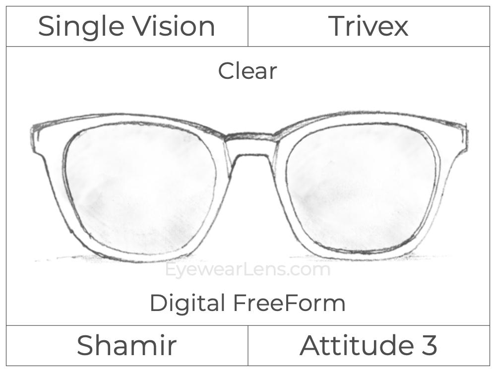 Single Vision - Trivex - Shamir Attitude 3 - Digital FreeForm - Clear - Aspheric