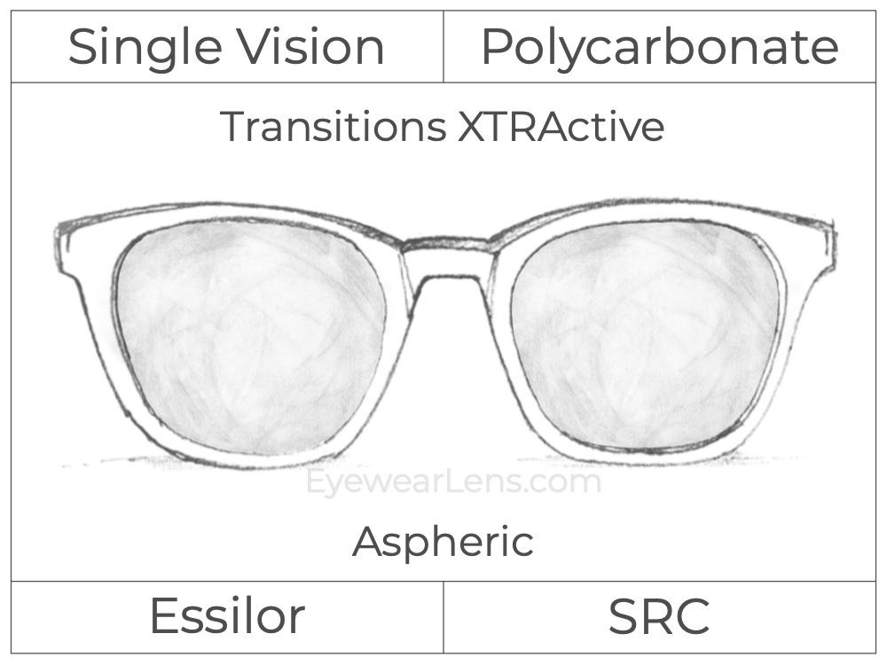 Single Vision - Polycarbonate - Transitions XTRActive - Aspheric