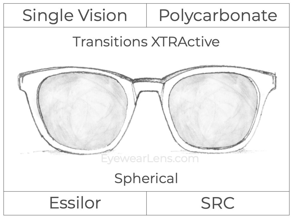 Single Vision - Polycarbonate - Transitions XTRActive - Spherical