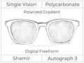 Single Vision - Polycarbonate - Shamir Autograph 3 - Digital FreeForm - Polarized Gradient - Aspheric
