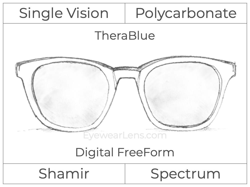 Single Vision - Polycarbonate - Shamir Spectrum - Digital FreeForm - TheraBlue - Aspheric