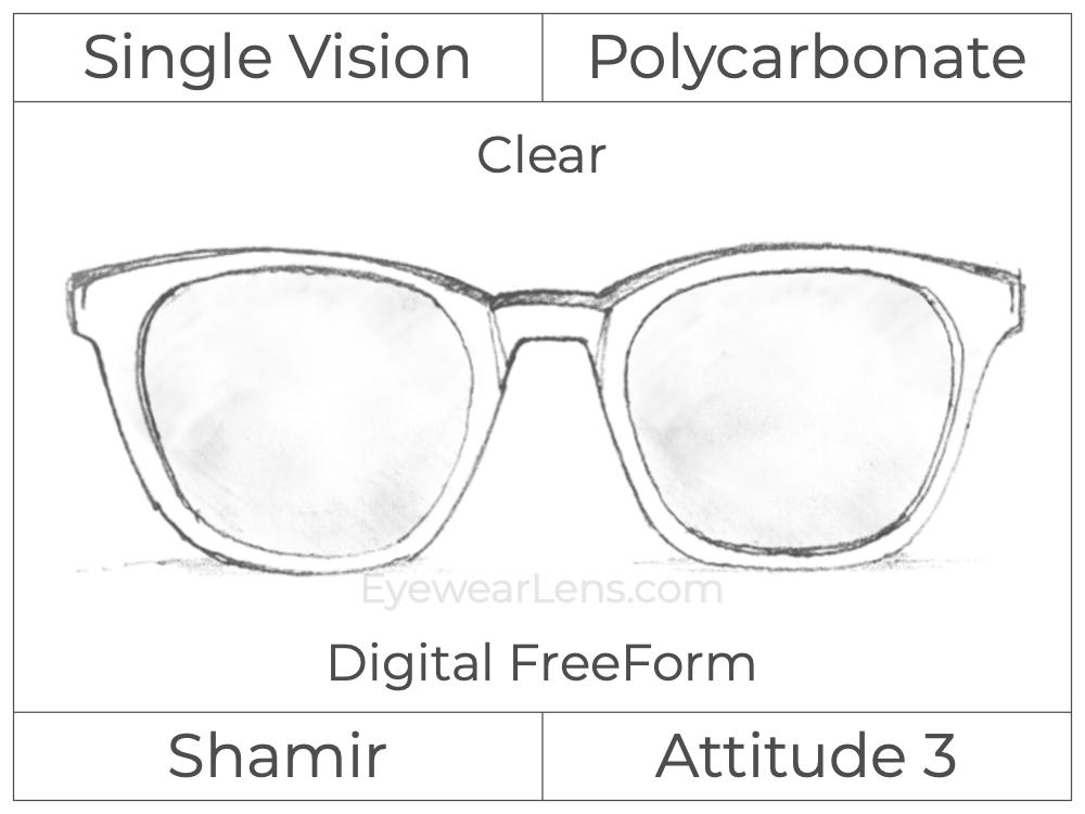 Single Vision - Polycarbonate - Shamir Attitude 3 - Digital FreeForm - Clear - Aspheric