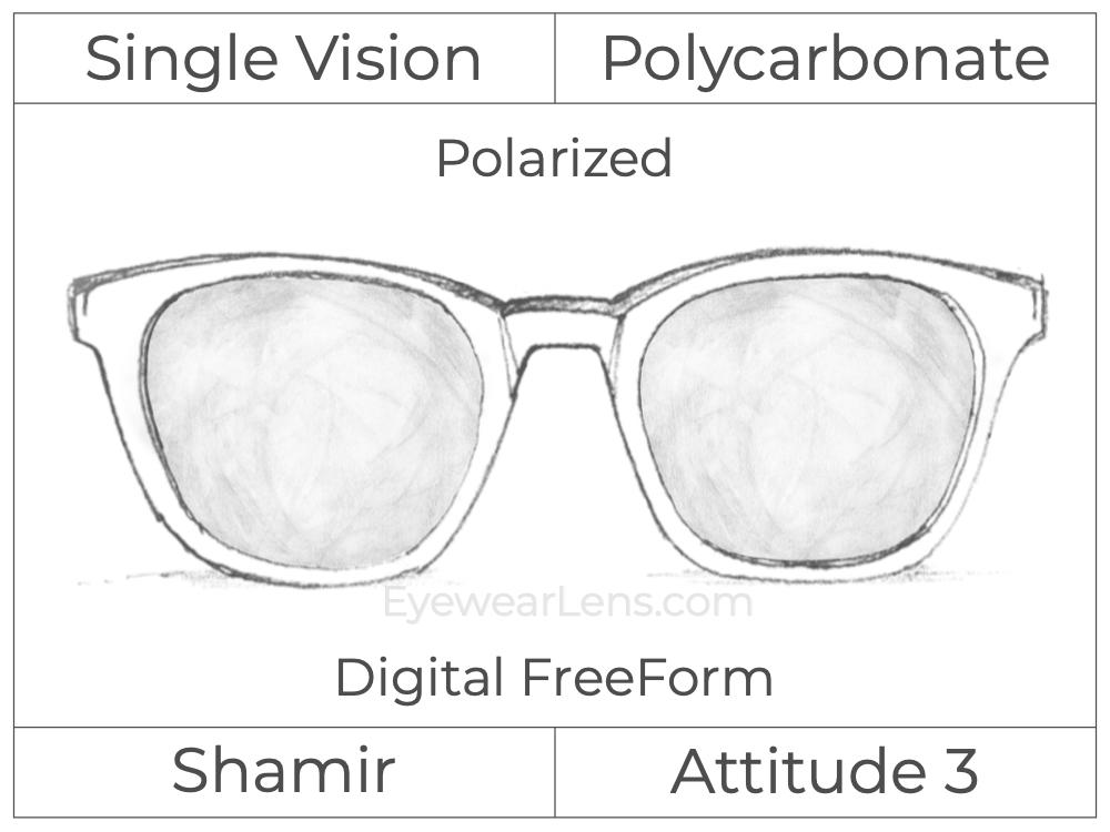 Single Vision - Polycarbonate - Shamir Attitude 3 - Digital FreeForm - Polarized - Aspheric