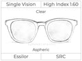Single Vision - High Index 1.60 - Clear - Aspheric