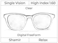 Single Vision - High Index 1.60 - Shamir Relax - Digital FreeForm - Clear - Aspheric