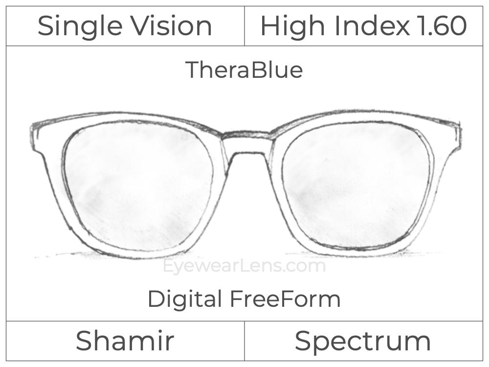 Single Vision - High Index 1.60 - Shamir Spectrum - Digital FreeForm - TheraBlue - Aspheric