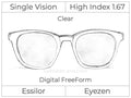 Single Vision - High Index 1.67 - Essilor Eyezen - Digital FreeForm - Clear - Spherical
