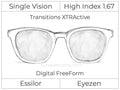 Single Vision - High Index 1.67 - Essilor Eyezen - Digital FreeForm - Transitions XTRActive - Spherical