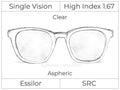 Single Vision - High Index 1.67 - Clear - Aspheric