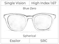Single Vision - High Index 1.67 - Blue Zero - Spherical