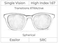 Single Vision - High Index 1.67 - Transitions XTRActive - Spherical