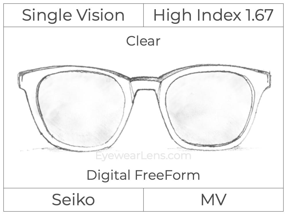 Single Vision - High Index 1.67 - Seiko Super MV - Digital FreeForm - Clear - Double Aspheric