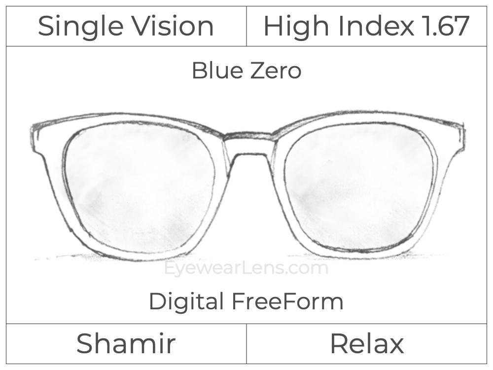Single Vision - High Index 1.67 - Shamir Relax - Digital FreeForm - Blue Zero - Aspheric