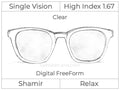Single Vision - High Index 1.67 - Shamir Relax - Digital FreeForm - Clear - Aspheric